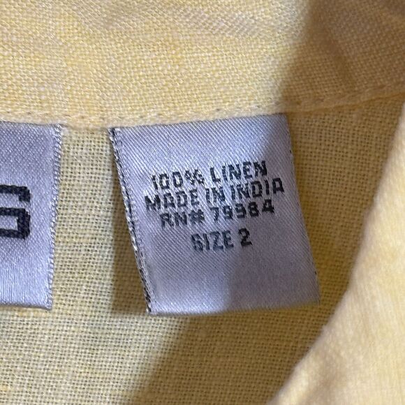 Chico’s 100% Linen 3/4 Sleeve Tunic Dress Blouse Size Large 2 Lagenlook Butter - Picture 6 of 6